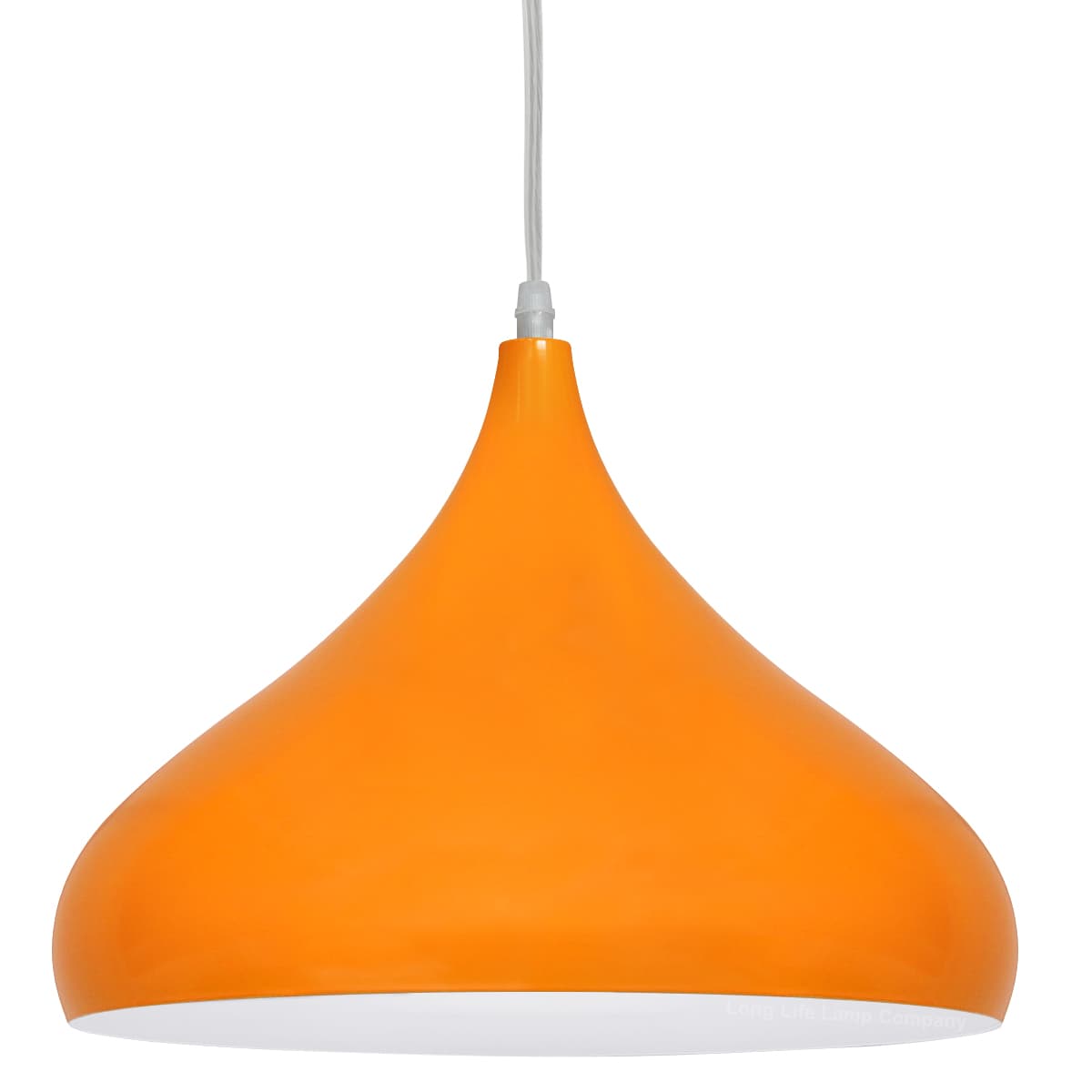 Orange Lamp Shade Ceiling Pendant Light Metal Dome Gloss Finish 