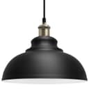 Retro Vintage Black Dome Pendant Light Shade Antique Brass Holder 