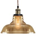 Vintage Glass Bowl Pendant Light Shade Smoked Antique Brass 
