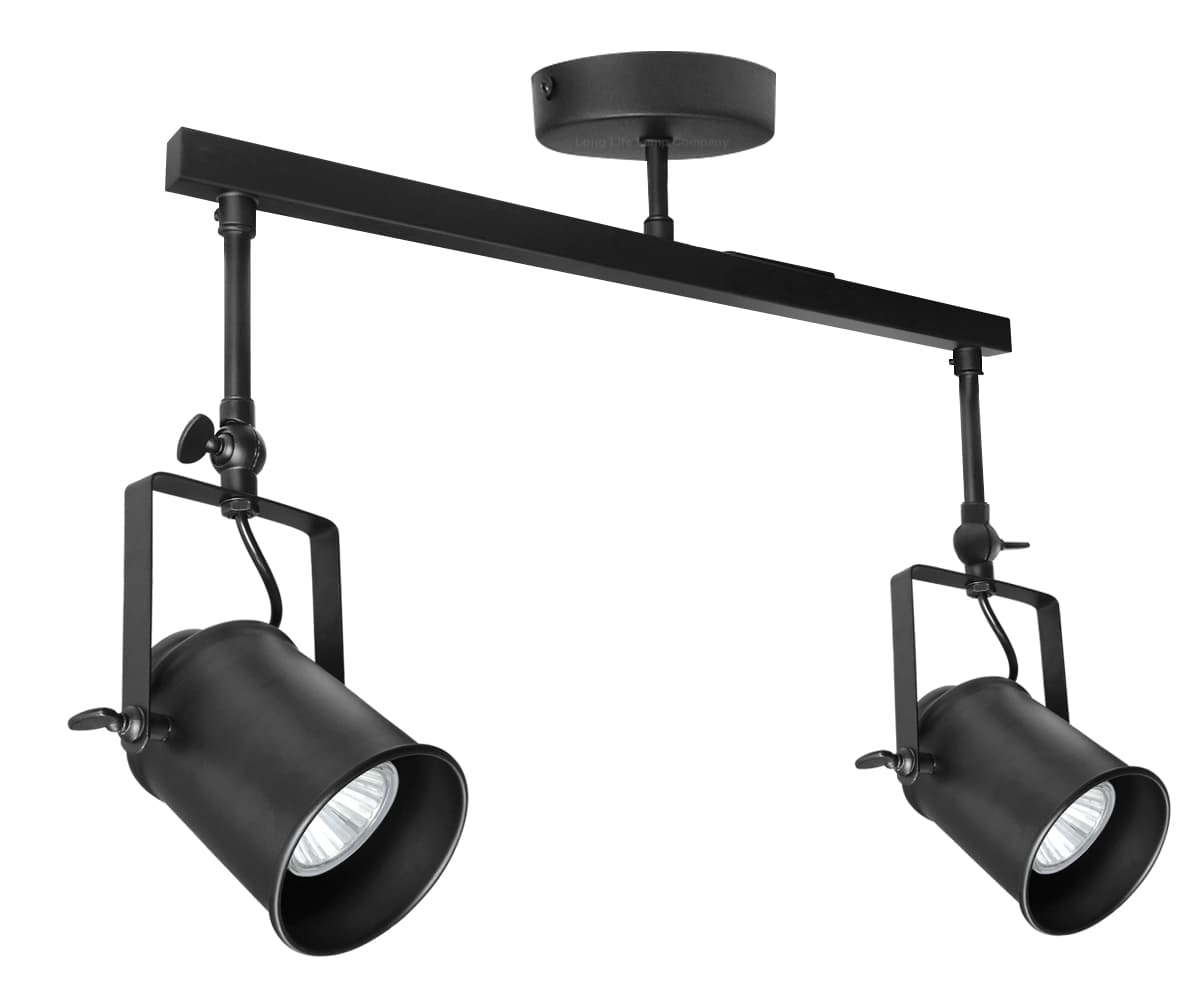 Retro Industrial 2 Way Black Ceiling Spotlight Bar Adjustable 