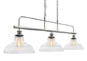 Industrial Ceiling Brush Chrome Bar 3 Clear Glass Lamp Shade Pendant Light