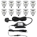 IP68 Outdoor LED Decking Lights 30mm Round Cool White 6500k 10 Kit DEC10CW