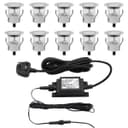 IP68 Outdoor LED Decking Lights 30mm Round Warm White 3000k 10 Kit DEC10WW