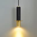 Slim Tubular Modern Black Marble Ceiling Pendant Lamp Shade Brass Holder