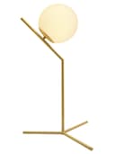 Art Deco Brass Table Lamp Frosted Globe Opaque Glass Shade