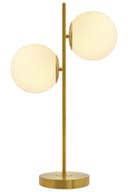 Antique Brass Table Lamp Twin Opal Globe Frosted Glass Shades H3118