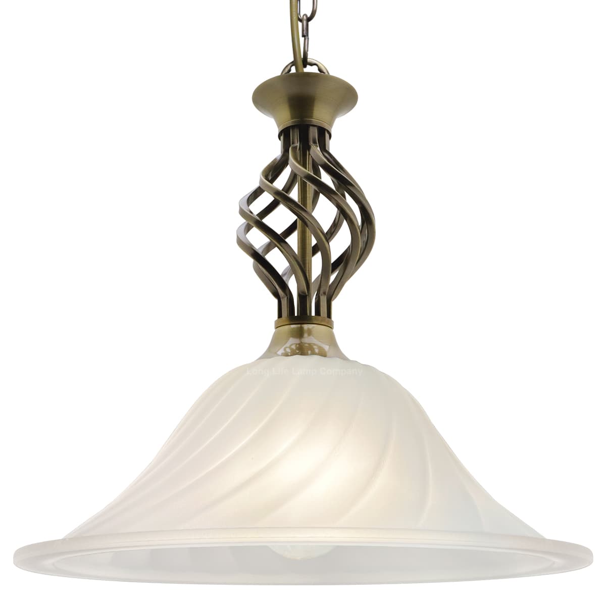 Vintage Antique Brass Ceiling Pendant Light Frosted Glass Fixture Chain Suspended H3123