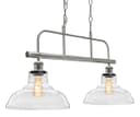 Industrial Ceiling Brush Chrome Bar 2 Clear Glass Lamp Shade Pendant Light H3131