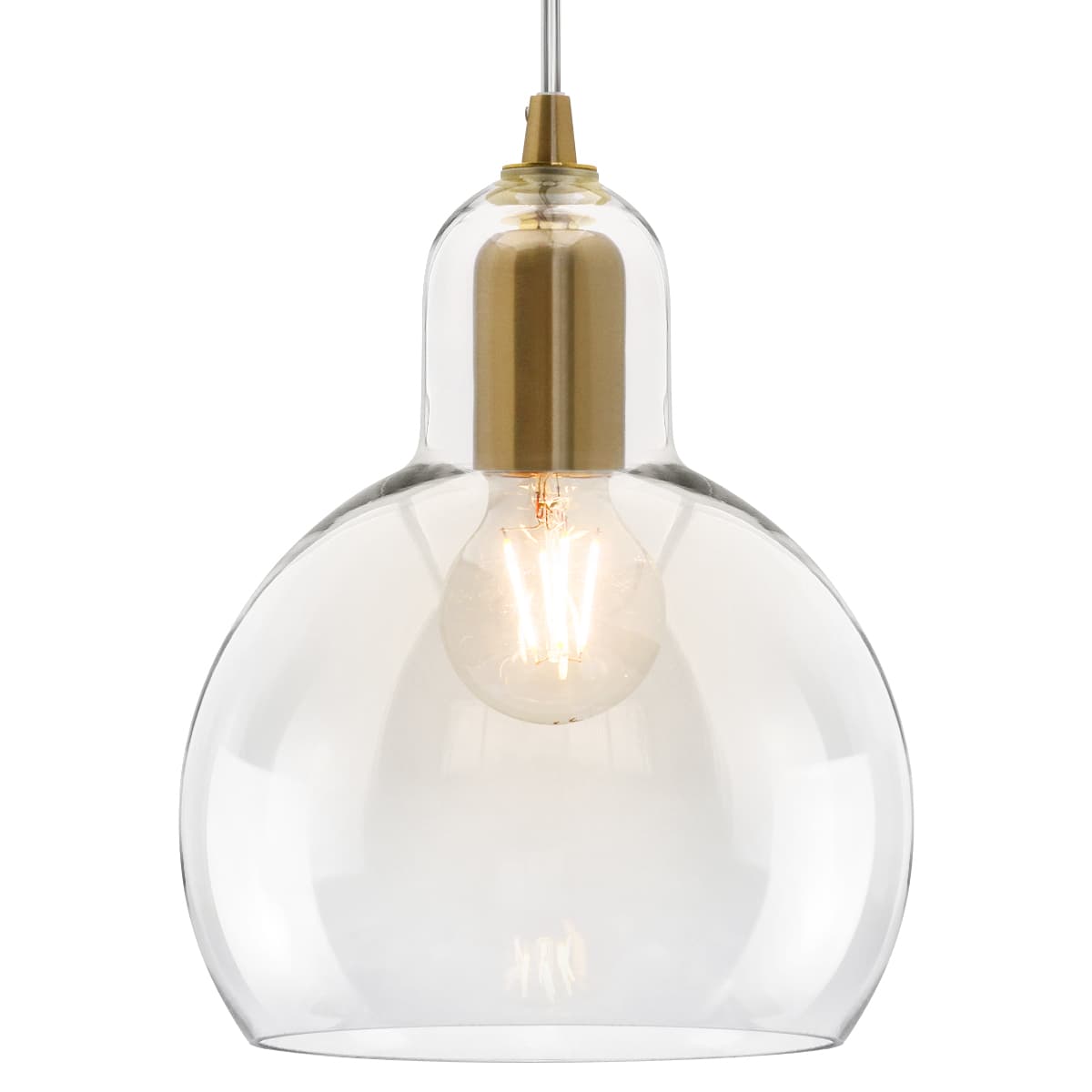 Modern Retro Ceiling Brass Pendant Light Transparent Globe Glass Lamp Shade K427
