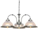 Vintage Ceiling 3 Light Brushed Chrome Pendant Light Ribbed Glass Lamp Shade K432