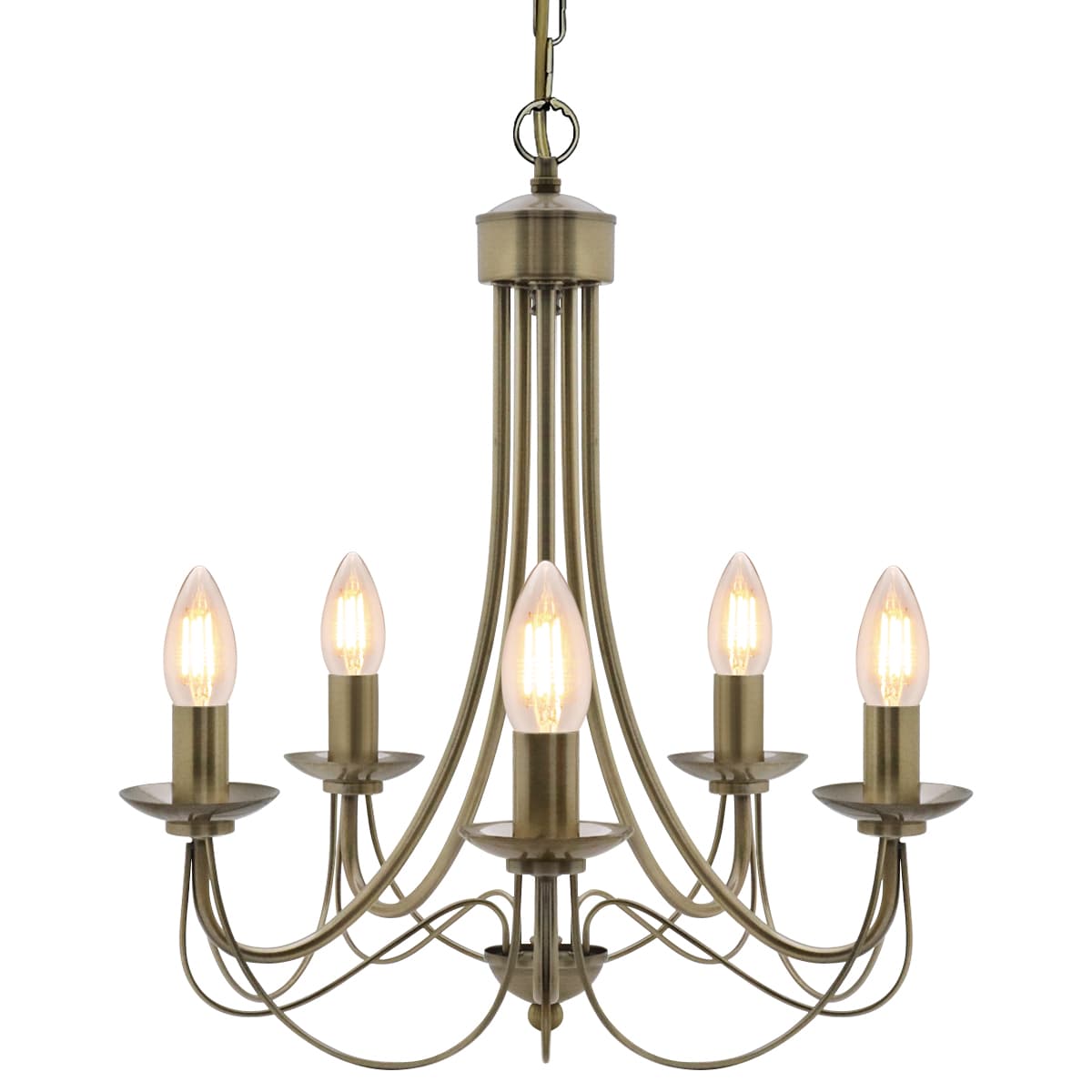 Vintage 5 Lights Antique Brass Ceiling Pendant Light Candle Lantern Chandelier K434