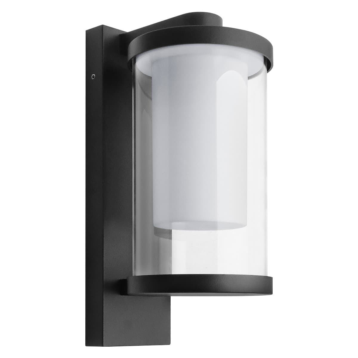 Outdoor Black Cylindrical Wall Light Lantern Glass Lamp Shade Frosted Diffuser ZLC379 with 4w LED Warm