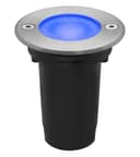 5w LED Outdoor Ground Walkover Light Round Blue Brushed Chrome Finish Recessed Uplighter GL05B