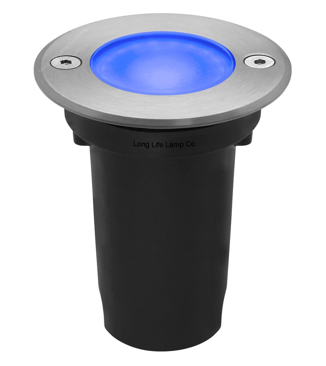 5w LED Outdoor Ground Walkover Light Round Blue Brushed Chrome Finish Recessed Uplighter GL05B