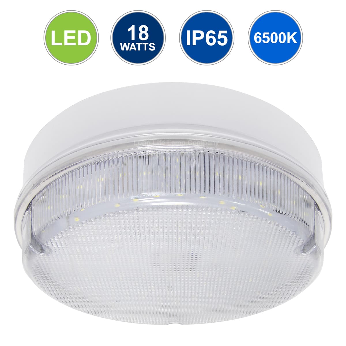 18w Round LED Flush Mount Light IP65 6500k Bright Daylight 0832F