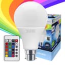 7w B22 RGB LED Colour Changing Light Bulb Remote Control  High Brightness Built In Memory