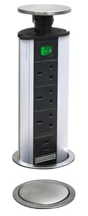 Stainless Steel Top Pop Up Socket With 2 USB Charging Port 3 Plug Sockets
