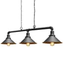 Industrial Suspended Ceiling Pendant 3 Lamp Black Metal Vintage Light Fitting 