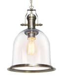 Vintage Clear Glass Pendant Light Antique Brass Bell Ceiling Lampshade Retro Industrial 