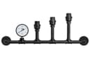 Vintage 3 Light Industrial Water Pipe Wall Lamp with Guage M0166
