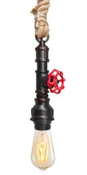 Industrial Water Pipe Vintage Ceiling Rope Pendant Light with Valve Tap M0168