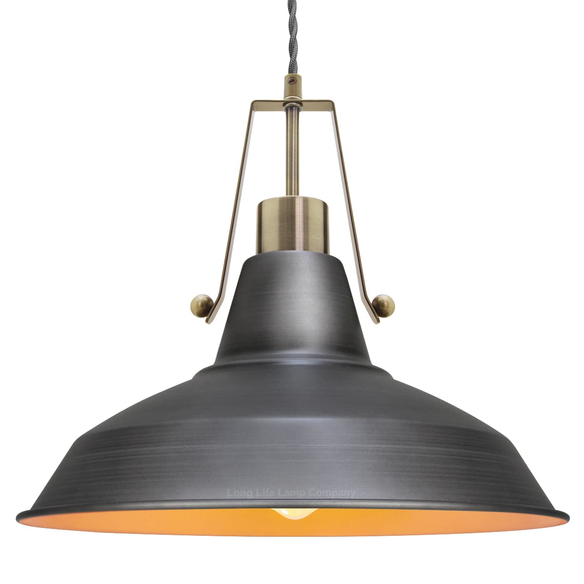 Industrial Antique Brass Ceiling Pendant Light Pewter Grey M0175