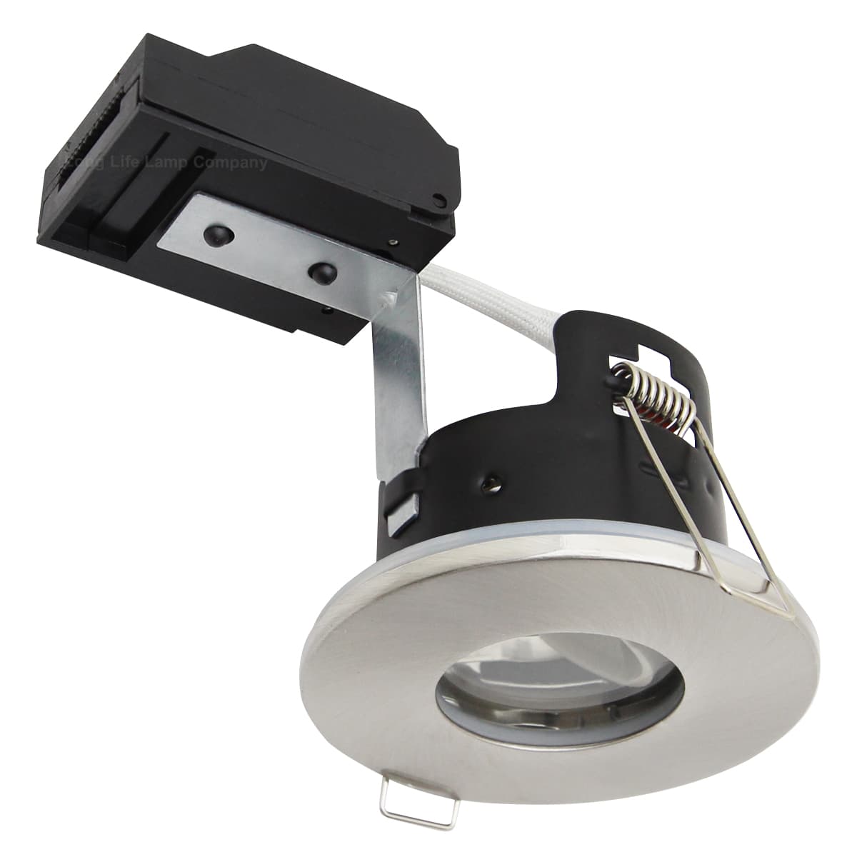 240v Brushed Nickel Bathroom  Fire Rated Downlight IP65 GU10