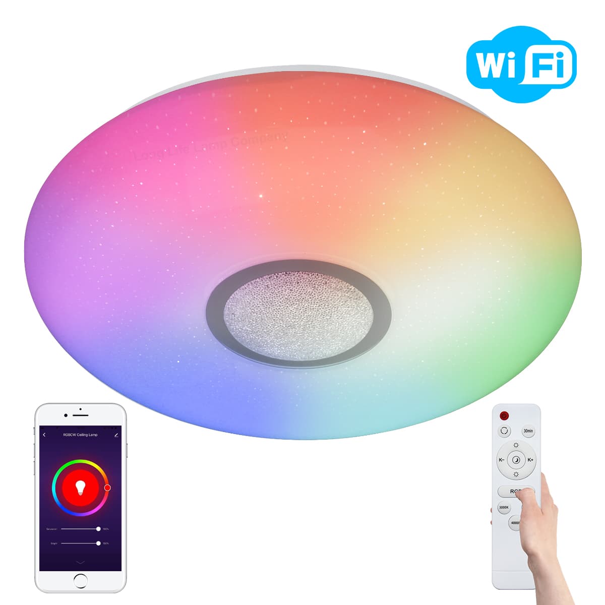 36w Round LED Ceiling Light Dimmable RGB Smart WiFi Mood Lamp App and Remote Control WF02