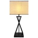 Modern Table Lamp Black Metal Tripod Base Linen Fabric Shade T518