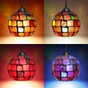 Vintage Hanging Stained Glass Ceiling Light Shade Pendant Mosaic Style Multi Colour 