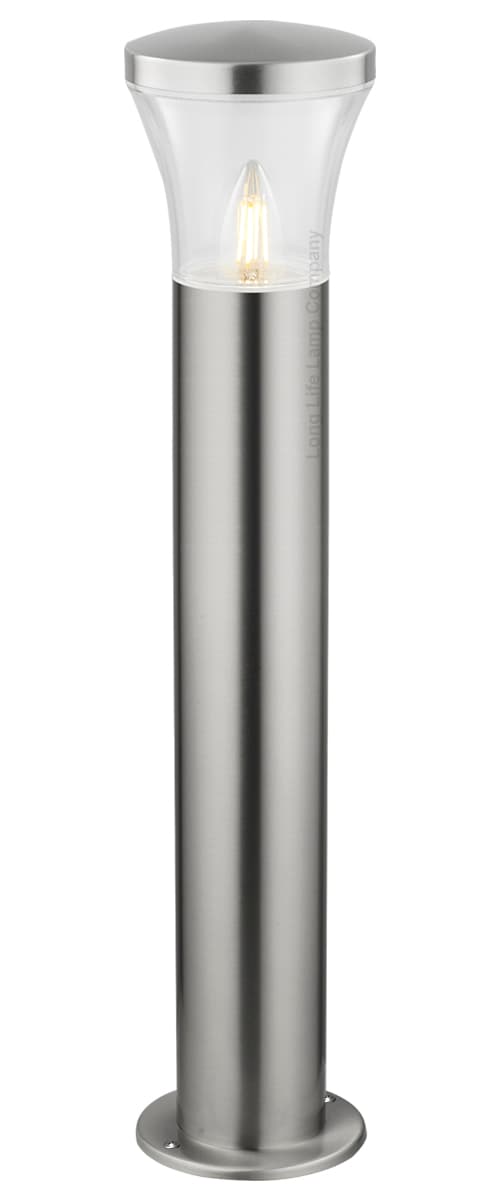 Modern LED Bollard Light Stainless ZLC310K with Warm White 5w E27 Clear Candle