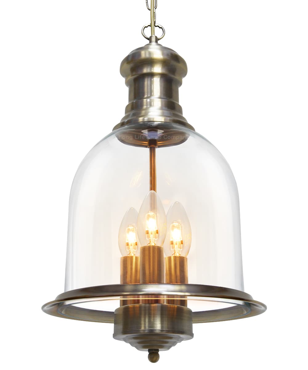 Vintage Glass Pendant Light Brass Hanging Antique Ceiling Chandelier Candle Lantern 