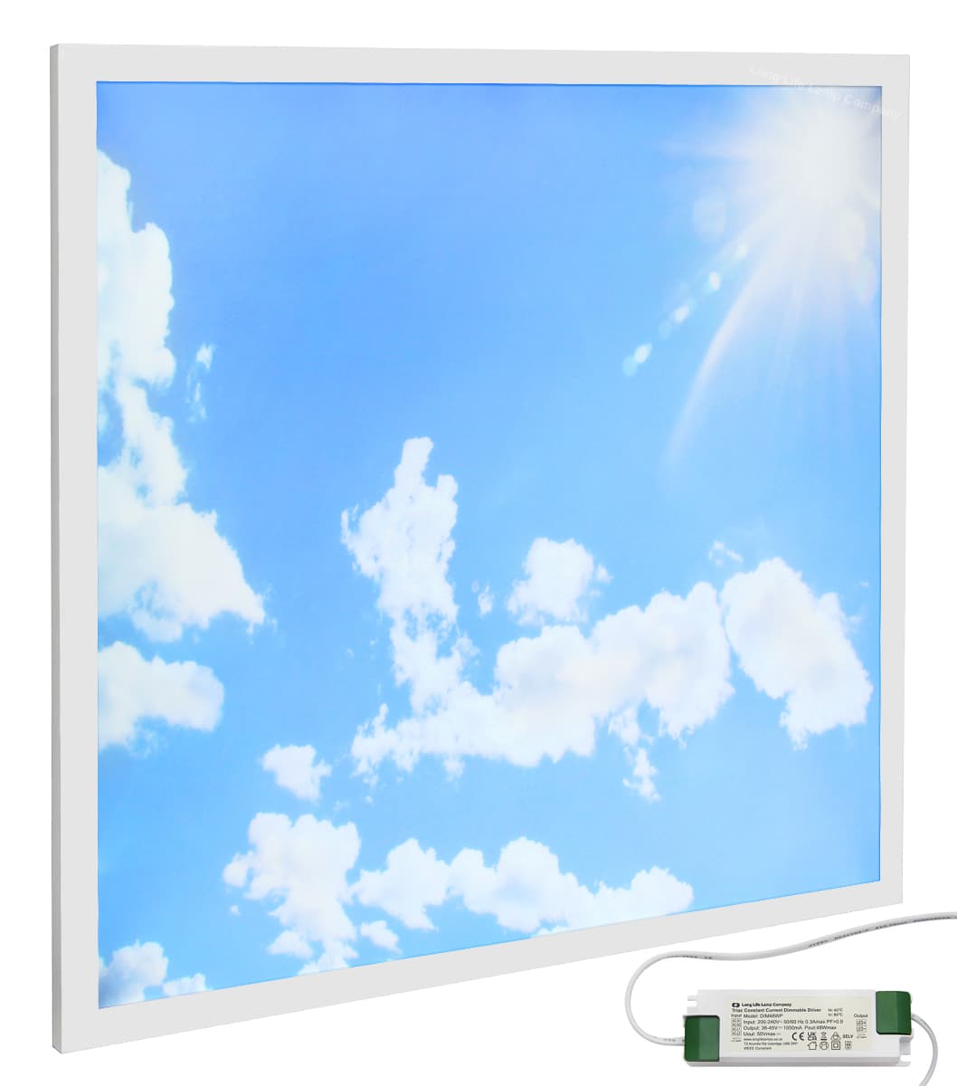 Dimmable 40w Sky With Sun LED Recessed Ceiling Panel 600 X 600 Cloud Scene With Dimmable Transformer