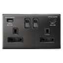  USB Double Socket With 2 USB Charger Port Black Nickel Plate Quick Charge PD20W N411820WGME