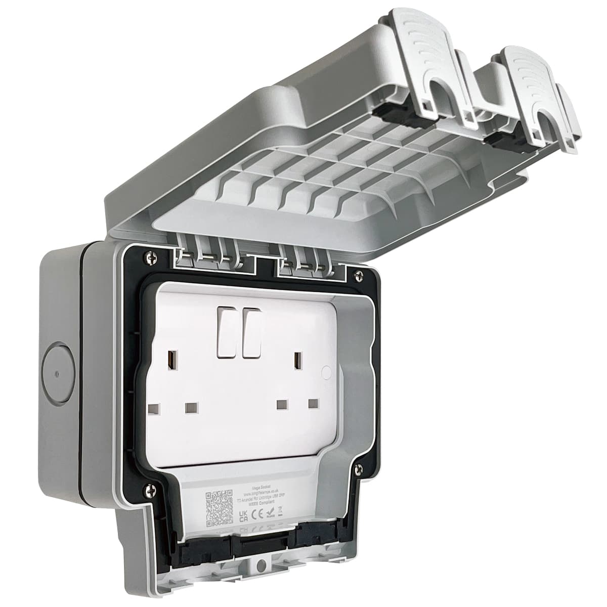 13A 2 Gang Weatherproof Double Outdoor Switched DP Socket IP66 ODS1