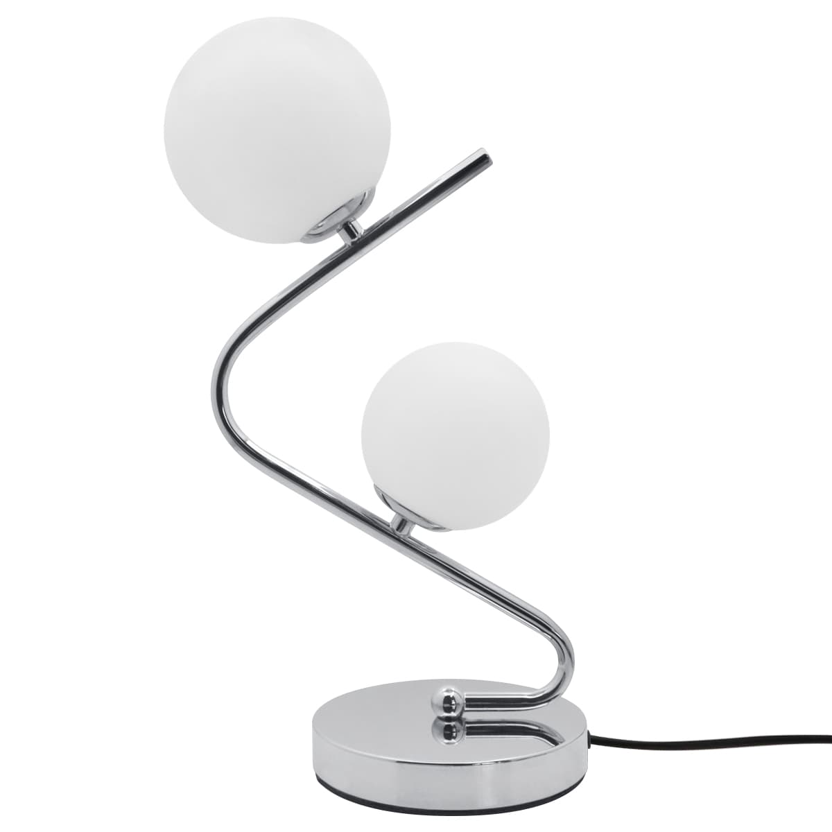 Modern Chrome Twin Opaque Frosted Glass Globe Table Lamp T506