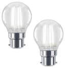 4w LED Filament Golf Ball Light Bulb B22 Cool White Clear Glass Pack Of 2