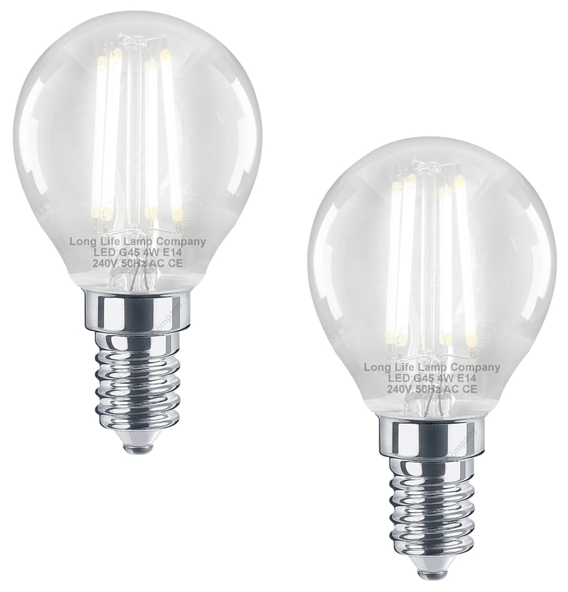 4w LED Filament Golf Ball Light Bulb E14 Cool White Clear Glass Pack Of 2