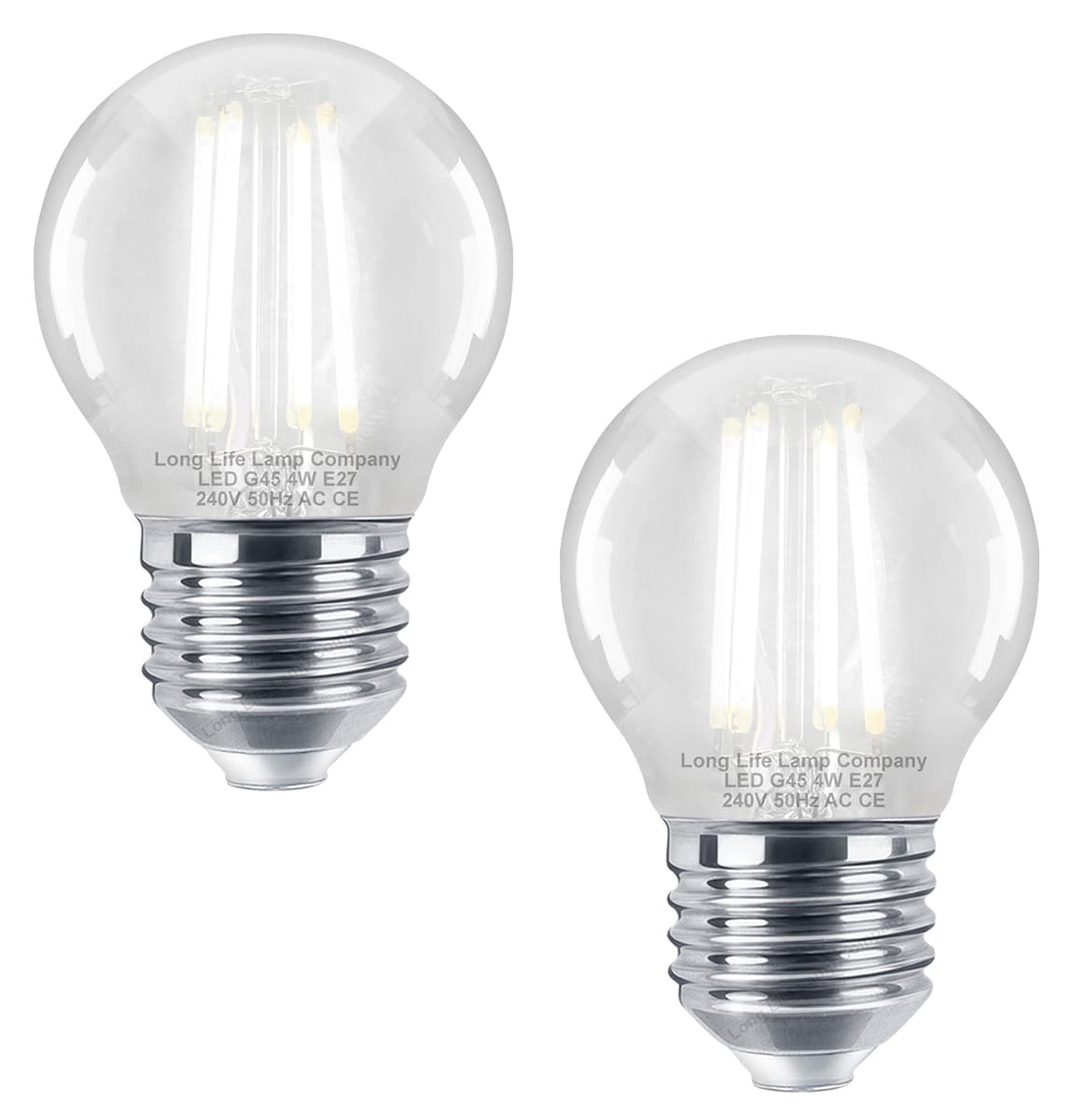 4w LED Filament Golf Ball Light Bulb E27 Cool White Clear Glass Pack of 2