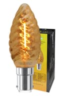 1w LED Twisted Candle B15 Vintage Filament Light Bulb Smoke Glass 