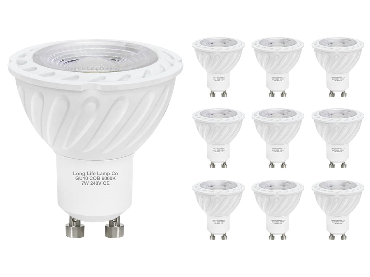 10 Pack 7w COB LED GU10 Replacement 65w Halogen Cool White