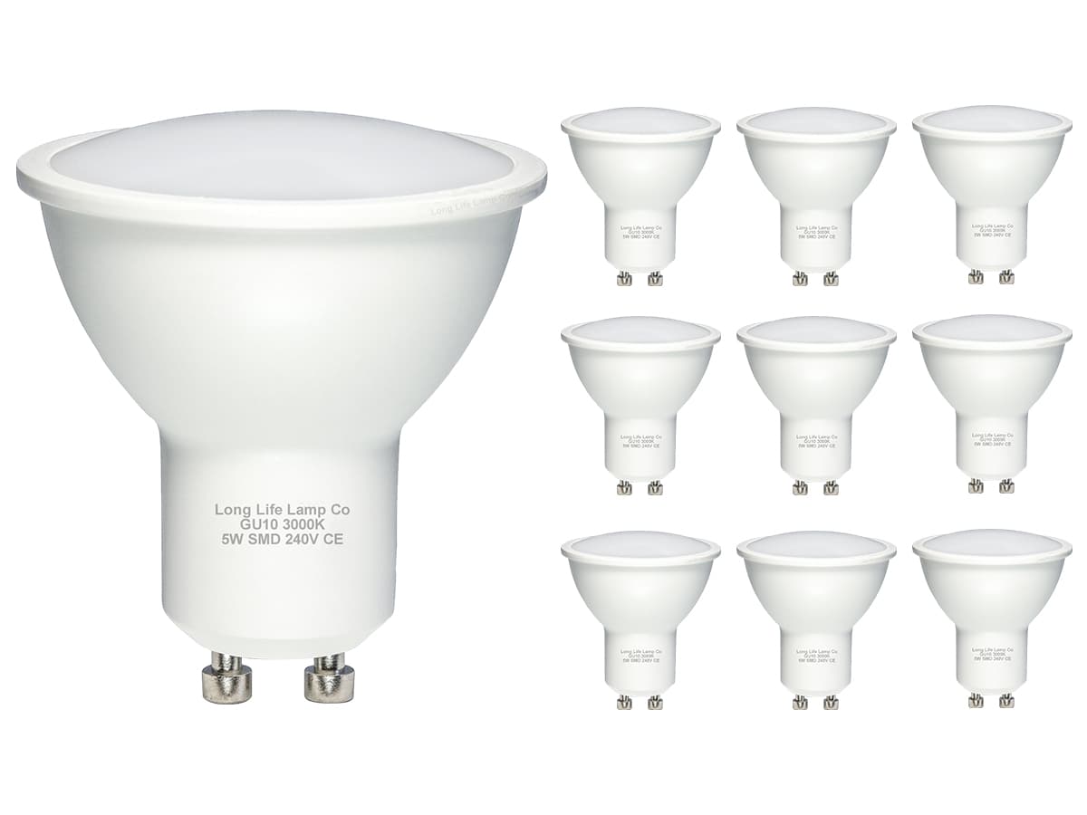 10 Pack 5w SMD LED GU10 High Brightness Warm White 3000K