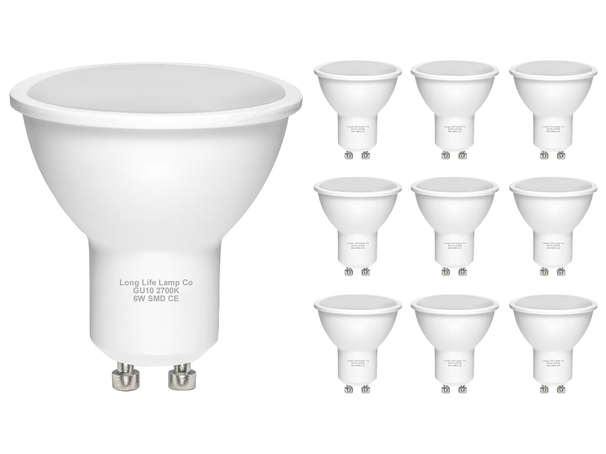 10 Pack 6w SMD LED GU10 50w Brightness Warm White
