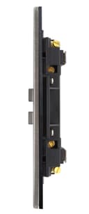 Double Wall Socket Switched Gloss Brushed Chrome 2 Gang Screwless 13a Double Pole N406DME