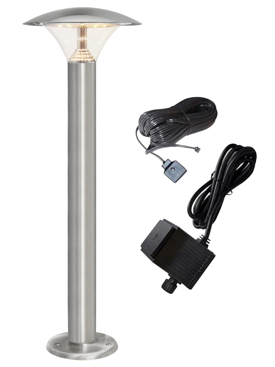 LED Bollard Modern Stainless Steel Garden Lamp Post Warm White Light with 12v Transformer ZLC048WW