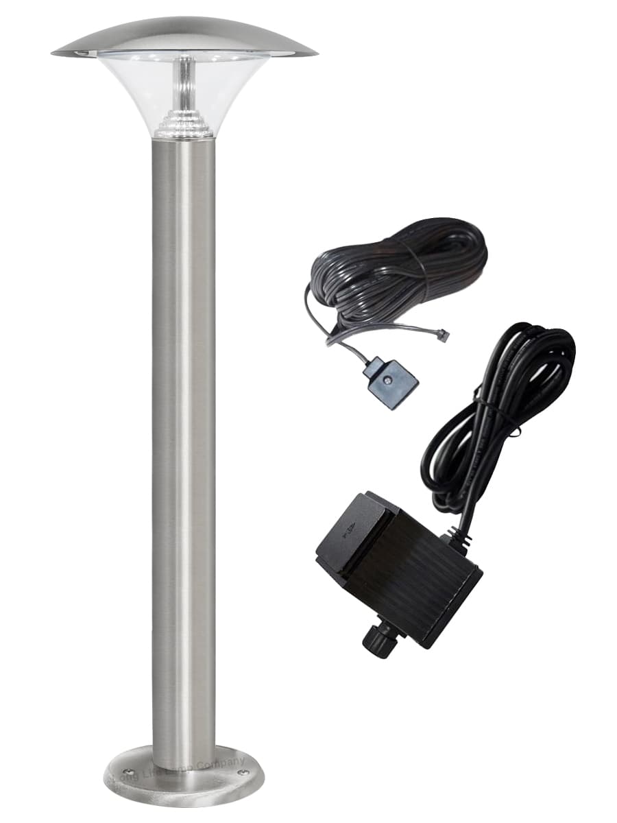 LED Bollard Modern Stainless Steel Garden Lamp Post Cool White Light with 12v Transformer ZLC047CW