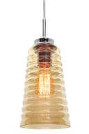 Vintage Pendant Light Fitting Chrome Spiral Retro Glass Ceiling Light Shade Smoked Amber 