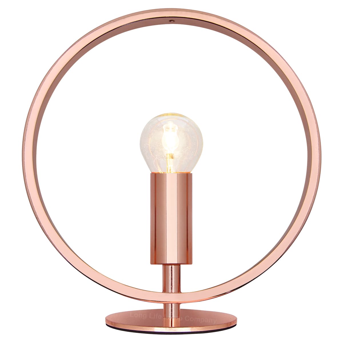 Modern Retro Polished Copper Table Lamp Ring Hoop Desk Lamp and Bedside Light 