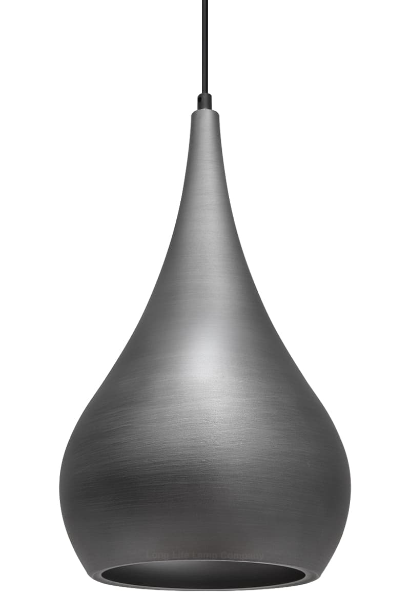 Modern Teardrop Ceiling Pendant Light Grey Pewter Lampshade Retro Brushed Metal 