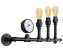 Vintage 3 Light Industrial Water Pipe Wall Lamp with Guage M0166